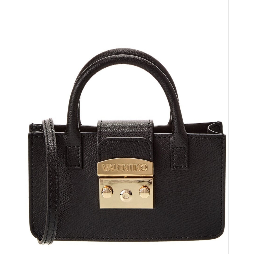 Valentino By Mario Valentino Black Crossbody Bag With Gold Hardware